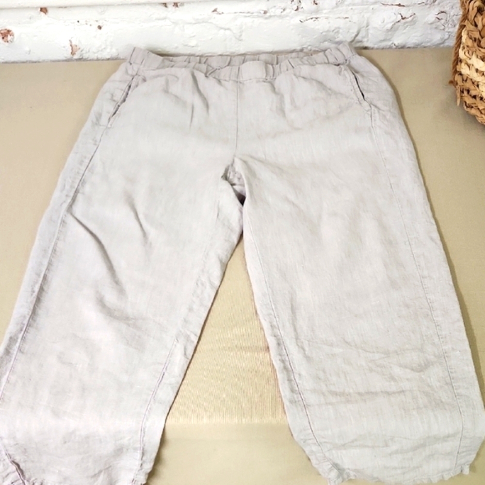 J Jill Love Linen Loose Pants Grey Size Small
